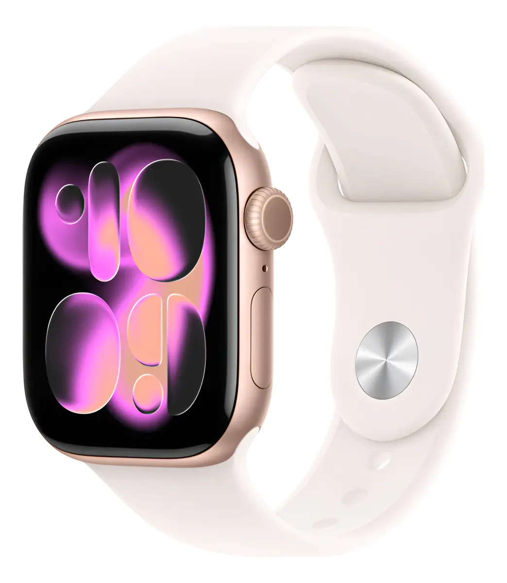 Apple Watch Series 11 GPS - Caixa cor de ouro rosa de alumínio – 42 mm - Pulseira esportiva blush-clara – P/M